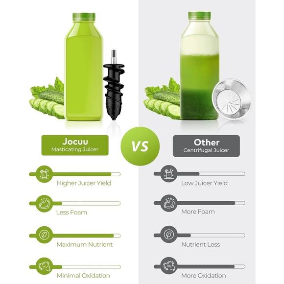 Jocuu Cold Press Juicer – Quiet, Easy to Clean, with Recipes & Brush - Picture 4 of 8